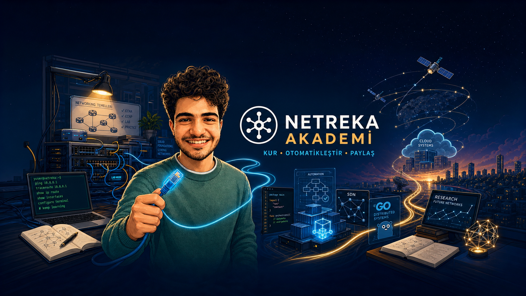 Netreka Academy showcase for network automation, distributed systems, cloud and future networks